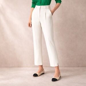 Milly White Cropped Ankle Pants Side Slit Stretch Size 10